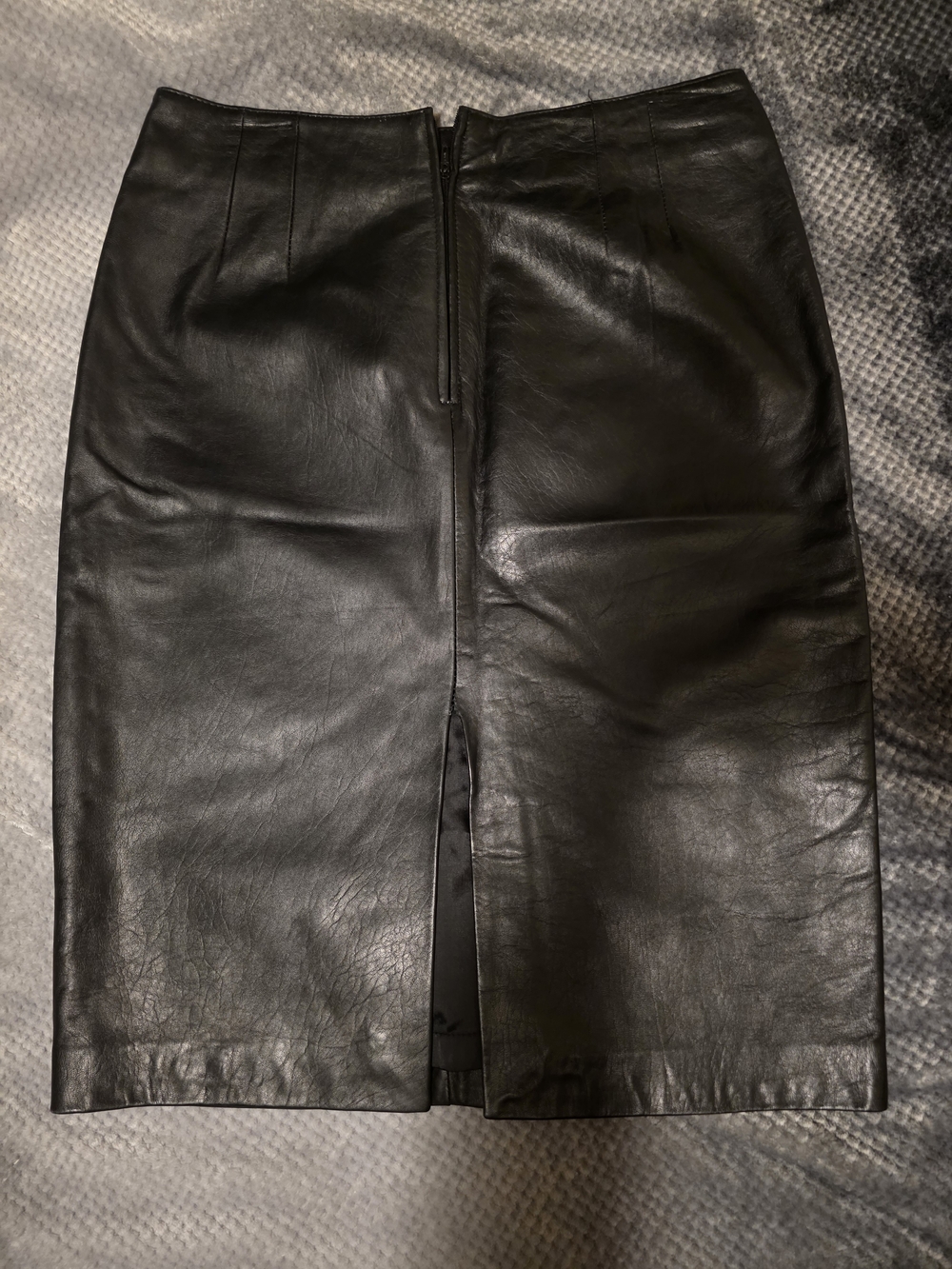 Siena Studio Black Leather Pencil Skirt with Front Slit